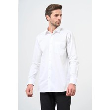 İmza Sert Yaka Uzun Kol Cepli Comfort Fit %100 Pamuk Gömlek 1004260323