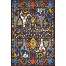 Kilim Home Modern Antik Desenli Kırmızı ve Turkuaz Detaylı Şark Köşesi Dekor Halı 2312