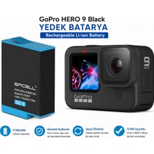 Qasul Gopro Hero 9 Black Uyumlu Yedek Batarya 1730MAH Yüksek Kapasiteli Pil