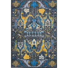 Kilim Home Modern Antik Desenli Siyah ve Indigo Detaylı Şark Köşesi Dekor Halı 2310