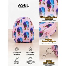 Asel Aksesuar Karakter Baskılı Kancalı Mini Kız Çocuk Cüzdanı ve Çanta Aksesuarı - Farklı Desen Seçenekli