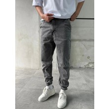 Difransel Jeans Bileği Cırtlı Açık Gri Jogger Pantolon