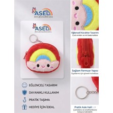 Asel Aksesuar Sevimli Figürlü Peluş Kancalı Mini Kız Çocuk Cüzdanı ve Çanta Aksesuarı - 6 Farklı Seçenek