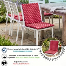 Bhomes Concept 40X40 cm Kırmızı Arkalıklı Sandalye Minderi Pamuk Polyester Kumaş Ipli Sırtlı Mutfak ve Bahçe Minderi