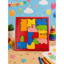 Icons Renkli Hayvan Ahşap Puzzle Yapboz, Hayvan Görsel Yapboz