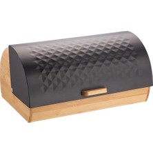 MİEN Mien Bambu Ekmek Kutusu Oval 39 cm Metal Kapaklı