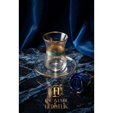 Osmanlı Çay Bardak Seti | 6 Kişilik Çay Takımı | Motif Desenli Platin Işlemeli Lüks Çay Takımı | Gold Cam Çay Bardağı Takımı