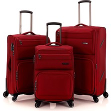 Mçs Lüx Kumaş 3'lü Valiz Set Bordo - V117