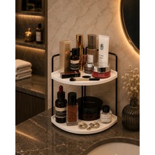 Dekoratif 2 Katlı Raf | Çok Amaçlı Organizer Paslanmaz Çelik & Ahşap Stand – Salon, Mutfak, Banyo, Çalışma Alanı Için