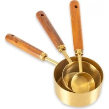 MİEN Mien Metal Ölçü Kaşığı 3 Lü Ahşap Saplı