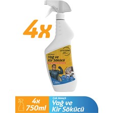 letsClean Ultra Güçlü Yağ ve Kir Sökücü Sprey Mutfak Ocak Fırın Temizleyici - 4x750 ml