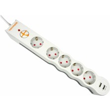 Binbir Göz Bilgisayar Tunçmatik Powersurge TSK5015 1050 Joules 5'li Beyaz /1.,5m /usb'li Akım Korumalı Priz