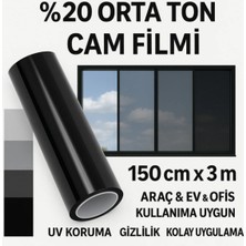 Foxus %20 Orta Ton Cam Filmi 150 cm x 3 M – Araç & Ev & Ofis – Kore Malı