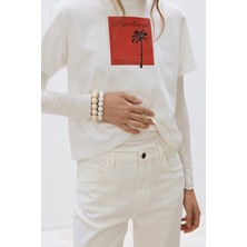 Suud Collection Ekru Darling Basic Tişört