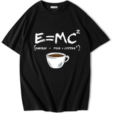 Brz Collection Unisex Oversize Energy = Milk x Coffee T-Shirt Siyah