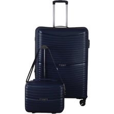 MÇS V379 Aura Y.üretim Pp Valiz 75 cm + Makyaj Siyah Set