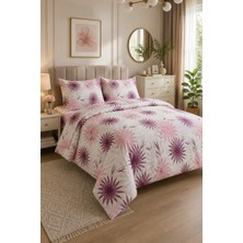 Ebru Tesettür Floral Desen Çift Kişilik Nevresim Takımı Pembe
