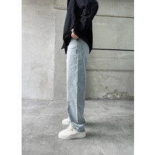 Difransel Jeans Yıkamalı Relaxed Fit Eskitme Mavi Baggy Jean