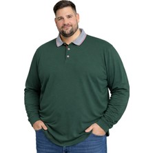 Battal Moda Battalmoda Erkek Büyük Beden Nefti %100 Pamuk Polo Yaka Uzun Kollu Tişört 5xl-6xl-7xl-8xl