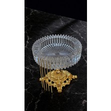 Elta Collection Lüks Kristal Cam Küllük Gold Ayaklı Dekoratif Küllük | Şık Salon & Ofis Aksesuarı