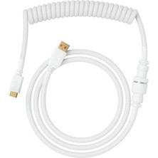 Glorious Sarmal Klavye Kablosu – Mekanik Oyun Klavyesi Için El Yapımı Örgülü Sarmal Usb-C Kablosu – Özel Klavye Kablosu (Beyaz)
