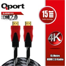 Binbir Göz Bilgisayar Qport Q-HDMI153 HDMI Kablo 15MT Ver2.0 Altın Uçlu 3D 4K