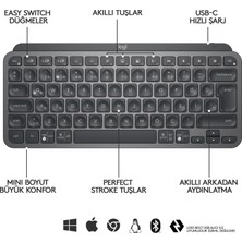Erdo Ticaret Mını Mınımalıst Kablosuz Bluetooth Aydınlatmalı Q Tr Klavye Siyah 920-010504