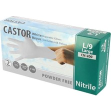 Castor CN-200 Pudrasız Muayene Eldiveni Beyaz-L