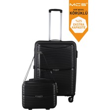 MÇS V379 Aura Y.üretim Pp Valiz 65 cm + Makyaj Siyah Set