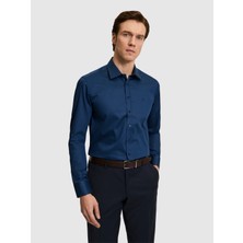 Cacharel Lacivert Slim Fit Pamuk Klasik Gömlek 50285570 VR033