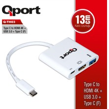 Binbir Göz Bilgisayar Qport Q-TH03 Type-C To Hdmı/usb/type-C Çevirici Adaptör