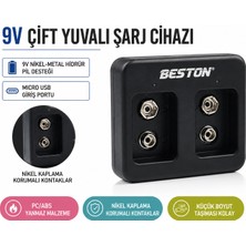 Qasul 9V Çift Yuvalı Pil Şarj Cihazı USB Girişli Akıllı Hızlı Şarj Aleti M7005