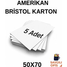 Mikro  Saygılıofis Amerikan Bristol Karton 50X70 cm 5 Adet 220 gr Bir Tarafı Parlak Bir Tarafı Mat