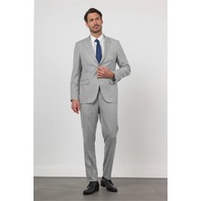 İmza Gri Mono Yaka 6 Drop Comfort Fit Tam Astar Esnek Takım Elbise 1001260167