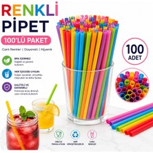 Renkli Körüklü Pipet 100 Lü