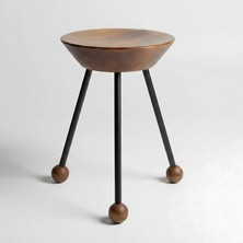 Wood Stone Art Tabure Ahşap Siyah Metal 3 Ayaklı - 47 cm