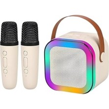 Esranın Dünyası Çift Karaoke Mikrofonlu Kablosuz Bluetooth Hoparlör 5 Ses Efektli Rgb Hd Stereo Ses Usb/sd/fm