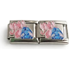 Love Charm Stitch ve Lilo Figürlü Italyan Charm – Italyan Bileklik Uyumlu