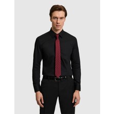 Cacharel Erkek Siyah Slim Fit Pamuklu Klasik Gömlek 50311551-VR046