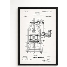 Pegziz Şarap Presi Patent Çizimi Tablosu Duvar Dekor Tablo