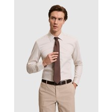 Cacharel Erkek Bej Slim Fit Pamuklu Klasik Gömlek 50311551-VR011