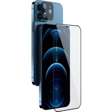 Iphone 12 Mini  2in1 Full Glue Tempered Cam Ekran Koruyucu +Kamera Lens SET-(5775) - SO2336-2725