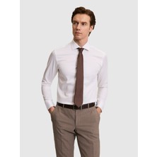 Cacharel Erkek Beyaz Slim Fit Pamuklu Yarım Italyan Yaka Basic Gömlek 50311490-VR013