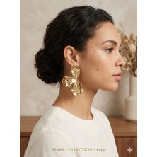 İstanbulia Modern Altın Dokulu Küpe