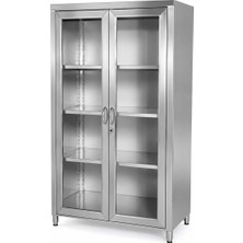 sc sonsesconcept Malzeme Dolabı, Paslanmaz, Camlı ve Kilitli, Tıbbi Depolama, 90X41X180