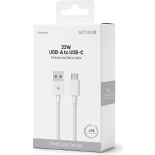 Simex Xiaomi Type-C Android Uyumlu 33W Turbo Şarj ve Data Kablosu Ce Belgeli - Spk-18 Beyaz