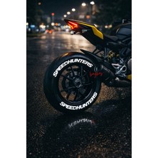 Baghes Speed Hunters Motosiklet ve Otomobil Araç 3D Oto Lastik Yazısı 4 Adet Sticker Arma Seti
