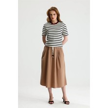 Rose Arya Camel Gabardin Etek