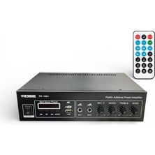 Rose FR-100U 80 Watt Trafolu Mağaza Anfisi 2 Mikrofon Girişli Mp3, Bluetooth, Kumandalı