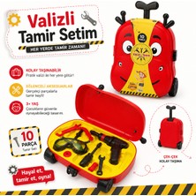 Selvira Valizli Tamir Setim Çocuk Oyuncak Alet Çantası Çekçekli Bavul Tamir Oyunu Seti Matkap Tornavida Pense Tamirci Oyuncağı Eğitici Rol Yapma Oyuncağı 3+ Yaş
